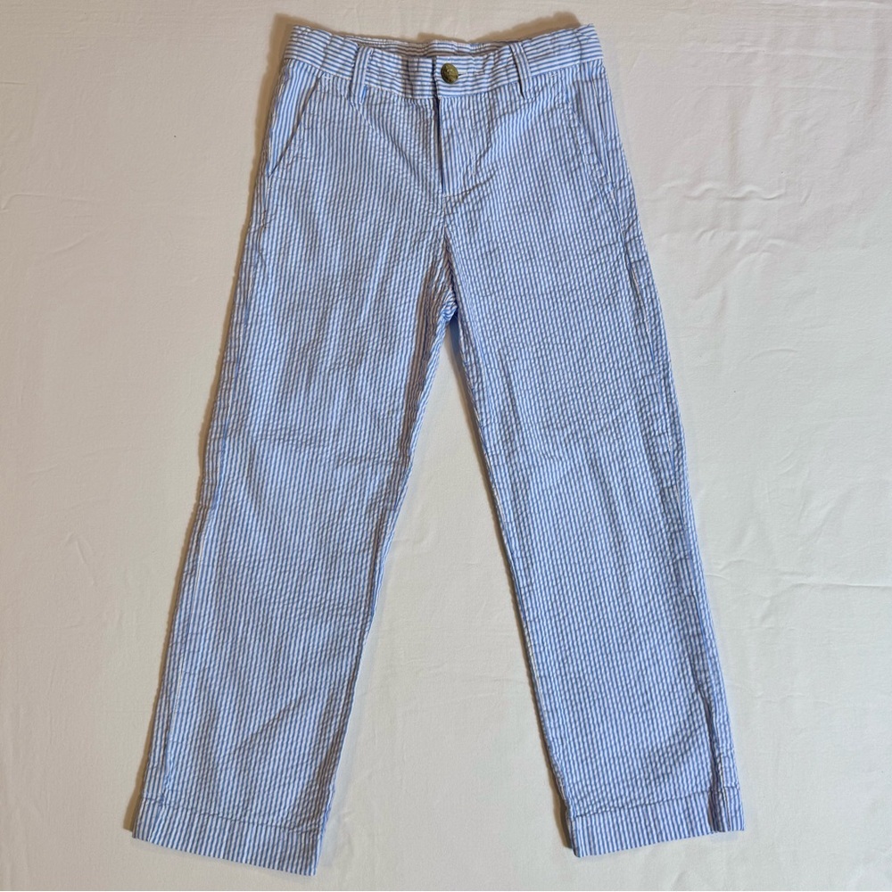 Janie and Jack Striped Seersucker Pants Boys 6 Preppy Summer Lightweight Cotton